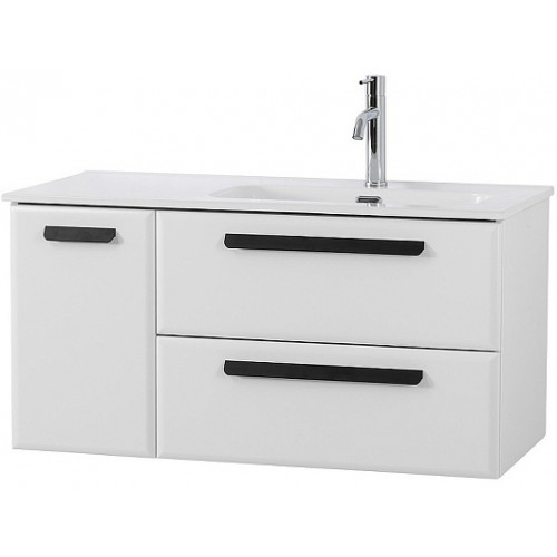 Cezares Тумба с раковиной Eco Cer-N 100-1 R bianco lucido CZR-8095-100-R ручки матовые чёрные