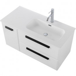 Cezares Тумба с раковиной Eco Cer-N 100-1 R bianco lucido CZR-8095-100-R ручки матовые чёрные