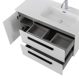 Cezares Тумба с раковиной Eco Cer-N 100-1 R bianco lucido CZR-8095-100-R ручки матовые чёрные