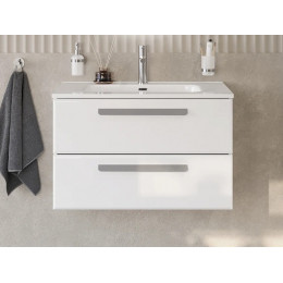 Cezares Тумба с раковиной Eco Cer-N 80 bianco lucido CZR-8095-80 ручки серые