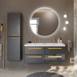 Cezares Тумба с раковиной Eco 120 с 4 ящиками grafito ручки сатиновое золото