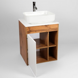 Viant Тумба с раковиной Бостон 65 подвесная белая/дуб вотан