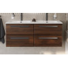 Cezares Тумба с раковиной Eco Cer-N 120 с 4 ящиками орех шоколад софт CZR-8095-120-2 ручки матовые чёрные