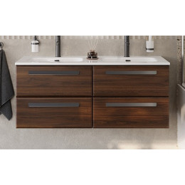 Cezares Тумба с раковиной Eco Cer-N 120 с 4 ящиками орех шоколад софт CZR-8095-120-2 ручки матовые чёрные