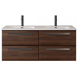 Cezares Тумба с раковиной Eco Cer-N 120 с 4 ящиками орех шоколад софт CZR-8073-120-2 ручки матовые чёрные