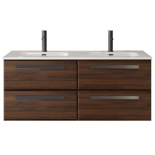 Cezares Тумба с раковиной Eco Cer-N 120 с 4 ящиками орех шоколад софт CZR-8073-120-2 ручки матовые чёрные