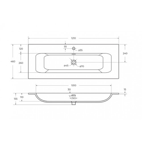Cezares Тумба с раковиной Eco Cer-N 120 брашированная альпака CZR-8073-120 ручки сатиновое золото