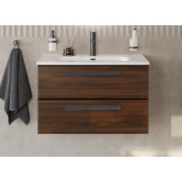 Cezares Тумба с раковиной Eco Cer-N 80 орех шоколад софт CZR-8095-80 ручки матовые чёрные