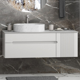 Brevita Тумба с раковиной Pallisandro 120 L подвесная серая матовая