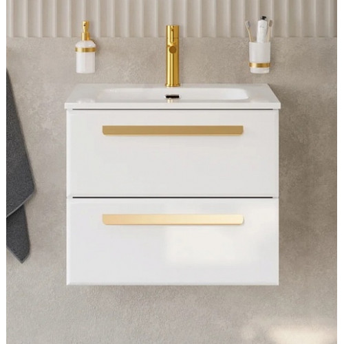 Cezares Тумба с раковиной Eco Cer-N 60 bianco opaco CZR-8095-60 ручки сатиновое золото