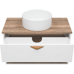 Brevita Тумба с раковиной Bergen 90 подвесная дуб галифакс олово/белая