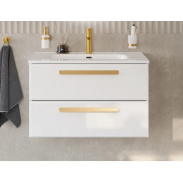 Cezares Тумба с раковиной Eco Cer-N 80 bianco lucido CZR-8095-80 ручки сатиновое золото