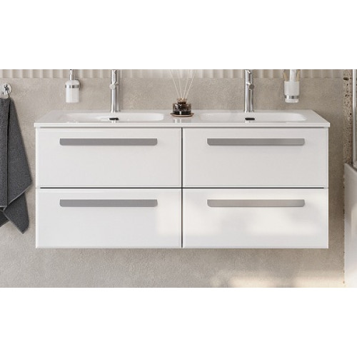 Cezares Тумба с раковиной Eco Cer-N 120 с 4 ящиками bianco lucido CZR-8095-120-2 ручки серые