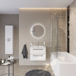 Cezares Тумба с раковиной Eco Cer-N 60 bianco lucido CZR-8095-60 ручки серые