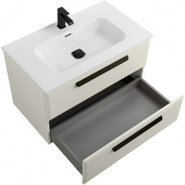 Cezares Тумба с раковиной Eco Cer-N 80 брашированная альпака CZR-8095-80 ручки матовые чёрные