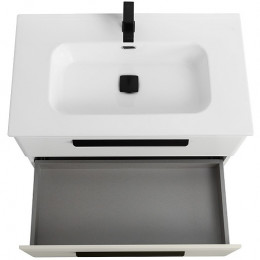 Cezares Тумба с раковиной Eco Cer-N 80 брашированная альпака CZR-8095-80 ручки матовые чёрные