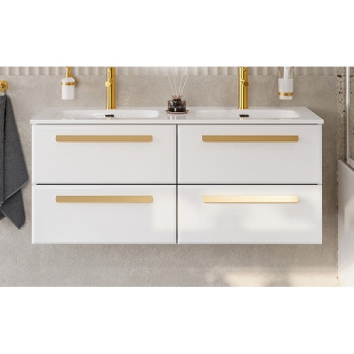 Cezares Тумба с раковиной Eco Cer-N 120 с 4 ящиками bianco lucido CZR-8095-120-2 ручки сатиновое золото