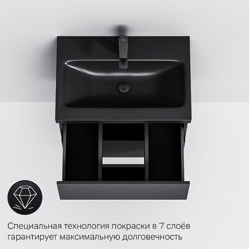 Am.Pm Тумба с раковиной Gem 60 подвесная черная матовая