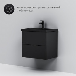 Am.Pm Тумба с раковиной Gem 60 подвесная черная матовая