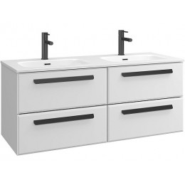 Cezares Тумба с раковиной Eco Cer-N 120 с 4 ящиками bianco lucido CZR-8095-120-2 ручки матовые чёрные