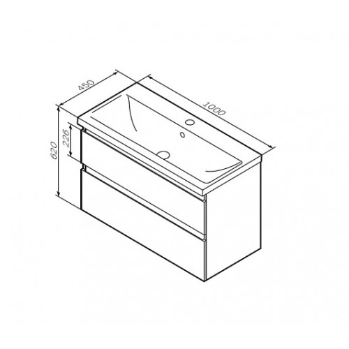 Am.Pm Тумба с раковиной X-Joy 100 белый глянец, подвесная
