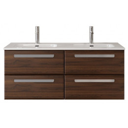 Cezares Тумба с раковиной Eco Cer-N 120 с 4 ящиками орех шоколад софт CZR-8073-120-2 ручки серые