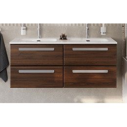 Cezares Тумба с раковиной Eco Cer-N 120 с 4 ящиками орех шоколад софт CZR-8095-120-2 ручки серые
