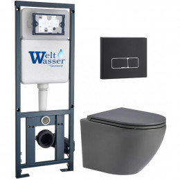 Подвесной унитаз с инсталляцией WeltWasser Marberg 410 / Merzbach 043 MT-GR / MAR 410 SE MT-BL 10000011395 серый матовый
