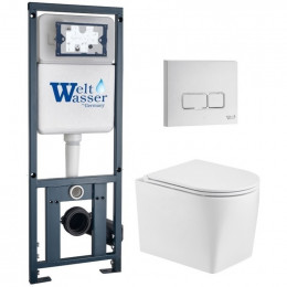 Подвесной унитаз с инсталляцией WeltWasser Marberg 410 / Nesenbach 004 GL-WT / MAR 410 SE GL-WT 10000011721 белый глянцевый