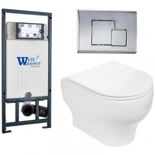 Подвесной унитаз с инсталляцией WeltWasser Marberg 507 / Erlenbach 004 GL-WT / MAR 507 SE 10000006953 белый глянец