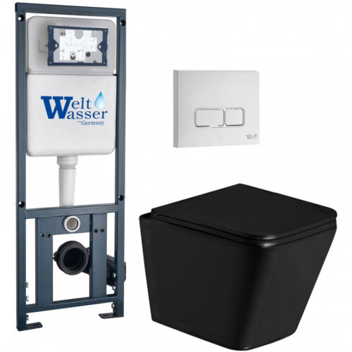 Подвесной унитаз с инсталляцией Weltwasser Marberg 410 / Gelbach 043 GL-BL / MAR 410 SE GL-WT 10000011955 черный глянцевый