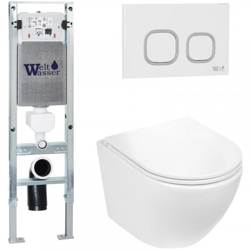 Подвесной унитаз с инсталляцией WeltWasser Amberg 350 ST / Merzbach 043 GL-WT / Amberg RD-WT 10000011285 белый глянцевый
