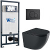 Подвесной унитаз с инсталляцией WeltWasser Marberg 507 / Merzbach 041 XL MT-BL / MAR 507 RD MT-BL 10000010962 черный матовый