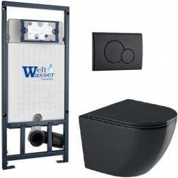 Подвесной унитаз с инсталляцией WeltWasser Marberg 507 / Merzbach 041 XL MT-BL / MAR 507 RD MT-BL 10000010962 черный матовый