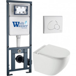 Подвесной унитаз с инсталляцией WeltWasser Marberg 410 / Merzbach 043 XL GL-WT / MAR 410 RD GL-WT 10000013798 белый глянцевый
