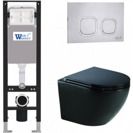 Подвесной унитаз с инсталляцией WeltWasser Amberg 350 / Merzbach 041 XL MT-BL / Amberg RD-MT CR 10000012366 черный матовый