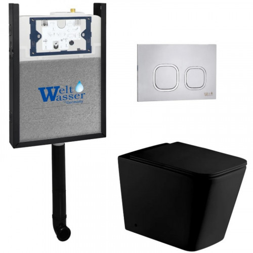 Приставной унитаз с бачком Weltwasser Amberg 404 / Gelbach 002 MT-BL / Amberg RD-MT CR 10000011784 черный матовый