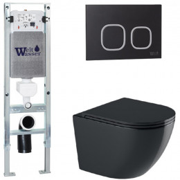 Подвесной унитаз с инсталляцией WeltWasser Amberg 350 ST / Merzbach 041 XL MT-BL / Amberg RD-BL 10000010928 черный матовый