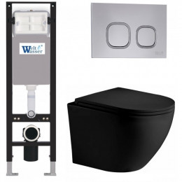 Подвесной унитаз с инсталляцией WeltWasser Amberg 350 / Merzbach 043 XL MT-BL / Amberg RD-CR 10000014098 черный матовый