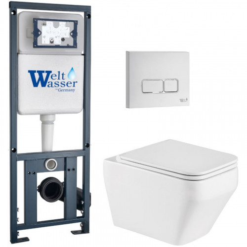 Подвесной унитаз с инсталляцией WeltWasser Marberg 410 / Hofbach 041 GL-WT / MAR 410 SE GL-WT 10000011679 белый глянец