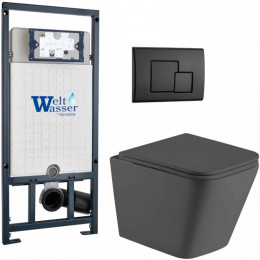 Подвесной унитаз с инсталляцией Weltwasser Marberg 507 / Gelbach 043 MT-GR  / MAR 507 SE MT-BL 10000012047 серый матовый