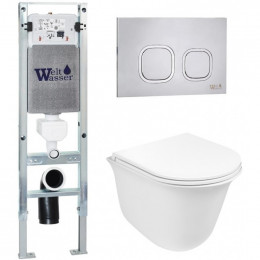 Подвесной унитаз с инсталляцией WeltWasser Amberg 350 ST / Telbach 004 GL-WT / Amberg RD-MT CR 10000006589 белый глянцевый