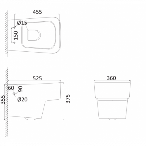 Унитаз Creo Lyon LY1100 + LY1001 (UF5230S) белый