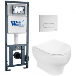 Подвесной унитаз с инсталляцией WeltWasser Marberg 410 / Erlenbach 004 GL-WT / MAR 410 SE GL-WT 10000010376 белый глянец