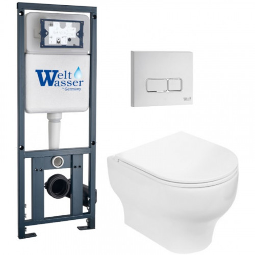 Подвесной унитаз с инсталляцией WeltWasser Marberg 410 / Erlenbach 004 GL-WT / MAR 410 SE GL-WT 10000010376 белый глянец