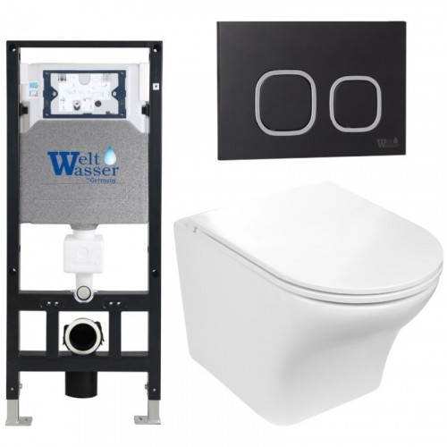Подвесной унитаз с инсталляцией WeltWasser Amberg 506 / Odenbach 004 GL-WT / Amberg RD-BL 10000006827 белый глянцевый