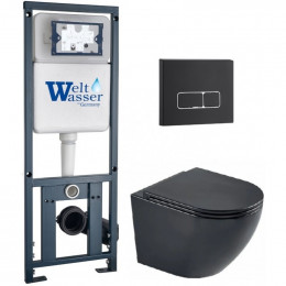Подвесной унитаз с инсталляцией WeltWasser Marberg 410 / Merzbach 043 MT-BL / MAR 410 SE MT-BL 10000011355 черный матовый