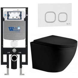 Подвесной унитаз с инсталляцией WeltWasser Amberg 497 / Merzbach 043 XL MT-BL / Amberg RD-WT 10000014110 черный матовый