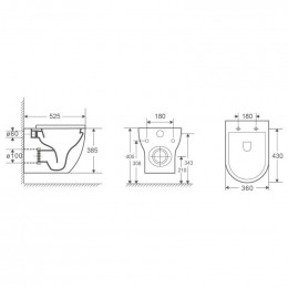 Унитаз подвесной OWL 1975 Wave Cirkel-H OWLT190801