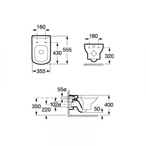 Навесной | подвесной  унитаз Roca Dama Senso 346517000+ZRU9000040 дюропласт